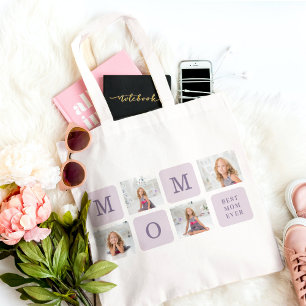 Modern Collage Photo Best Mamma Lila Gift Tygkasse