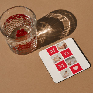 Modern Collage Photo & Best Mamma någonsin Gift Underlägg Papper Kvadrat