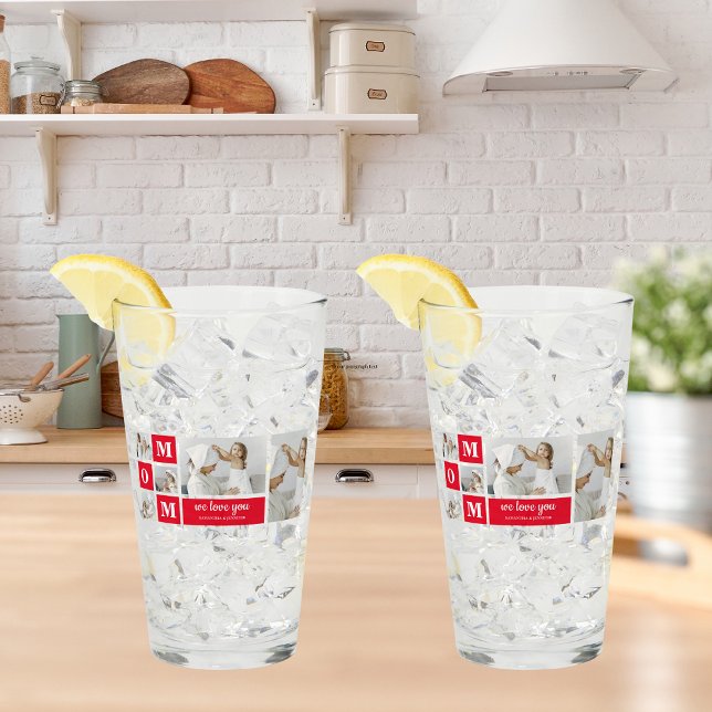 Modern Collage Photo Best Mamma någonsin Red Gifts Glaskopp (Skapare uppladdad)