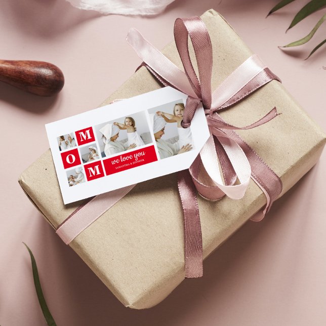 Modern Collage Photo Best Mamma någonsin Red Gifts Presentetikett (Skapare uppladdad)