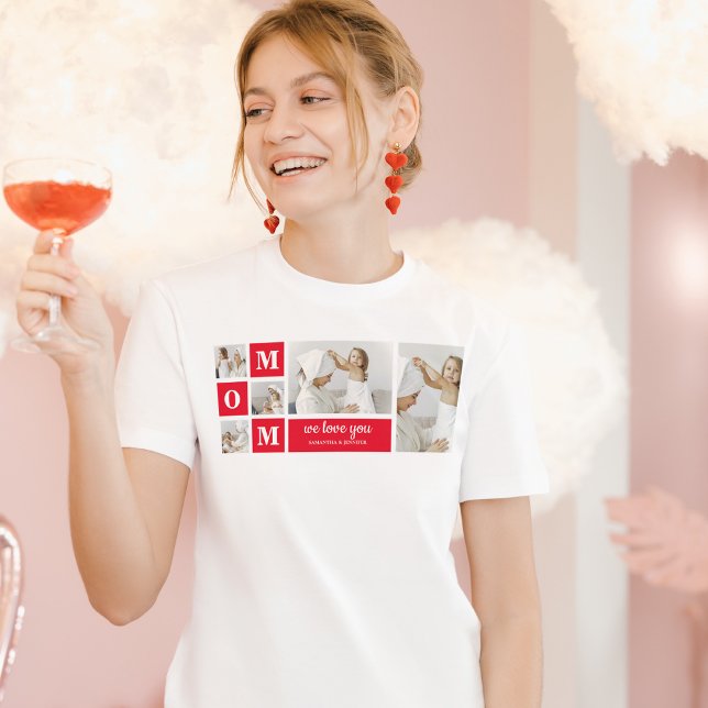 Modern Collage Photo Best Mamma någonsin Red Gifts T Shirt (Skapare uppladdad)