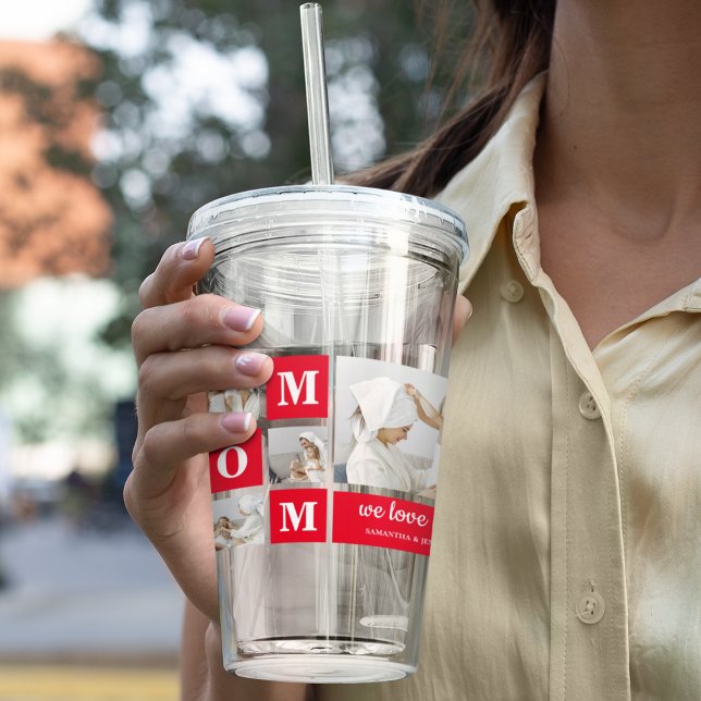 Modern Collage Photo Best Mamma någonsin Red Gifts Take Away Mugg (Skapare uppladdad)