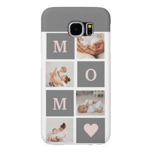 Modern Collage Photo Best Mamma Rosa & Grått Gift Galaxy S5 Fodral