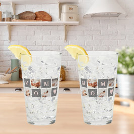 Modern Collage Photo Best Mamma Rosa & Grått Gift Glaskopp