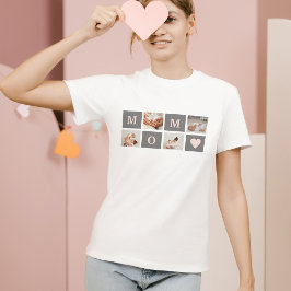 Modern Collage Photo Best Mamma Rosa & Grått Gift T Shirt