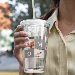 Modern Collage Photo Best Mamma Rosa & Grått Gift Take Away Mugg