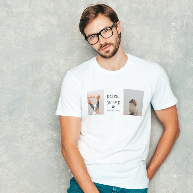 Modern Collage Photo Best Pappa Hund någonsin T Shirt (Skapare uppladdad)