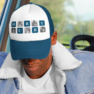 Modern Collage Photo Blue Bästa Hubby någonsin Gif Keps