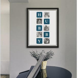Modern Collage Photo Blue Bästa Hubby någonsin Gif Poster