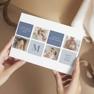 Modern Collage Photo & Blue Lycklig Fars dag Gift