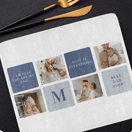 Modern Collage Photo & Blue Lycklig Fars dag Gift