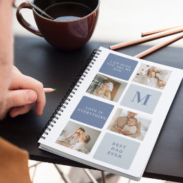 Modern Collage Photo & Blue Lycklig Fars dag Gift Anteckningsbok