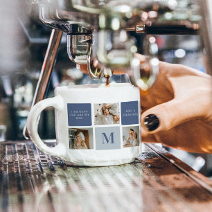 Modern Collage Photo & Blue Lycklig Fars dag Gift Espressomugg