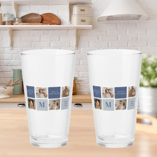Modern Collage Photo & Blue Lycklig Fars dag Gift Glaskopp