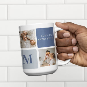 Modern Collage Photo & Blue Lycklig Fars dag Gift Kaffemugg