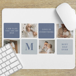 Modern Collage Photo & Blue Lycklig Fars dag Gift Musmatta