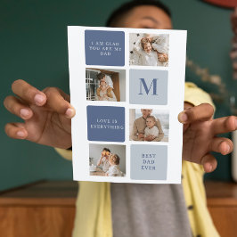 Modern Collage Photo & Blue Lycklig Fars dag Gift Tack Kort