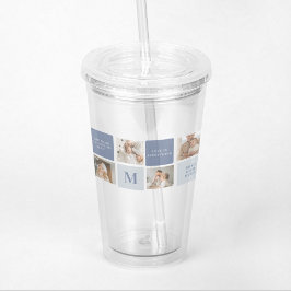 Modern Collage Photo & Blue Lycklig Fars dag Gift Take Away Mugg