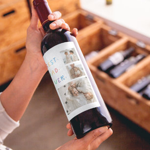 Modern Collage Photo Colorful Best Pappa någonsin  Vinflaska Etikett