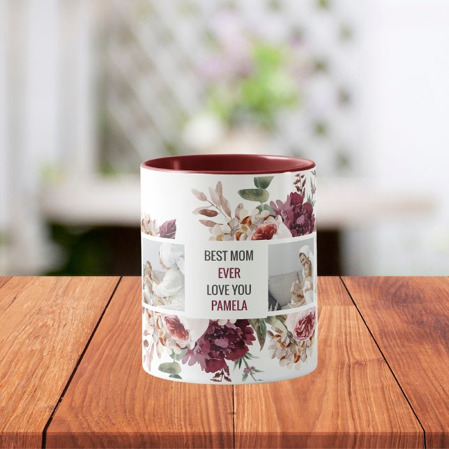 Modern Collage Photo Flowers Ram Best Mamma Gift Mugg (Skapare uppladdad)