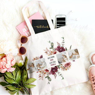Modern Collage Photo Flowers Ram Best Mamma Gift Tygkasse