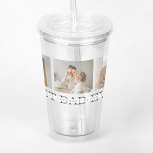 Modern Collage Photo & Grått Best Pappa någonsin G Take Away Mugg