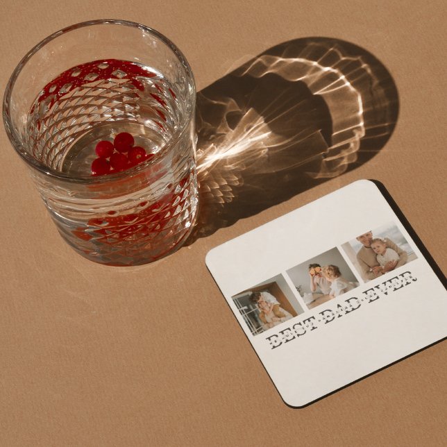 Modern Collage Photo & Grått Best Pappa någonsin G Underlägg Papper Kvadrat (Skapare uppladdad)