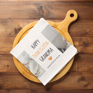 Modern Collage Photo Happy thanksgiving Grandma Kökshandduk