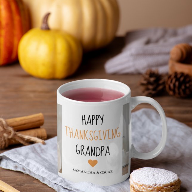 Modern Collage Photo Happy thanksgiving Grandpa Kaffemugg (Skapare uppladdad)