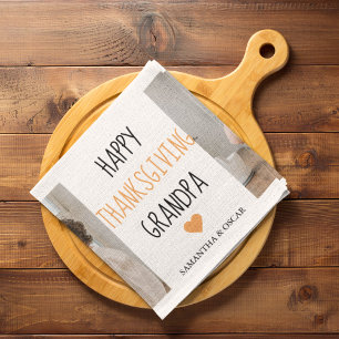 Modern Collage Photo Happy thanksgiving Grandpa Kökshandduk