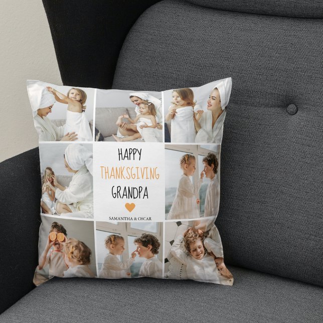 Modern Collage Photo Happy thanksgiving Grandpa Kudde (Skapare uppladdad)