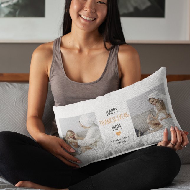 Modern Collage Photo Happy thanksgiving Mamma Lumbarkudde (Skapare uppladdad)