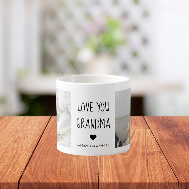 Modern Collage Photo Kärlek You Grandma Best Gift Espressomugg (Skapare uppladdad)