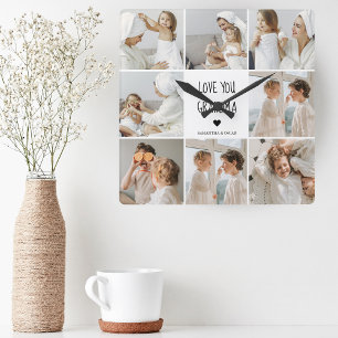 Modern Collage Photo Kärlek You Grandma Best Gift Fyrkantig Klocka