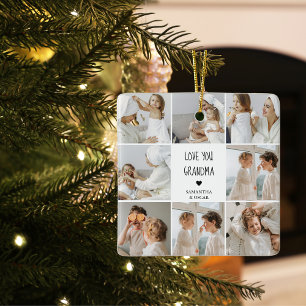 Modern Collage Photo Kärlek You Grandma Best Gift Julgransprydnad Keramik