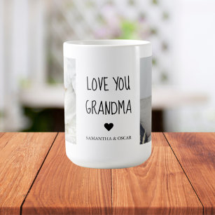 Modern Collage Photo Kärlek You Grandma Best Gift Kaffemugg