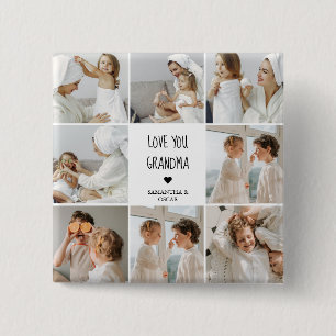 Modern Collage Photo Kärlek You Grandma Best Gift Knapp