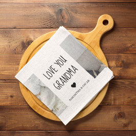 Modern Collage Photo Kärlek You Grandma Best Gift Kökshandduk