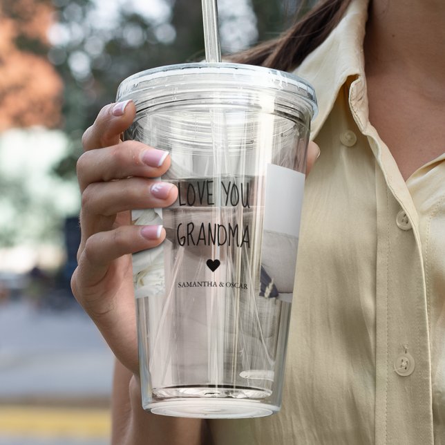 Modern Collage Photo Kärlek You Grandma Best Gift Take Away Mugg (Skapare uppladdad)