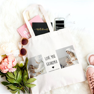 Modern Collage Photo Kärlek You Grandma Best Gift Tygkasse