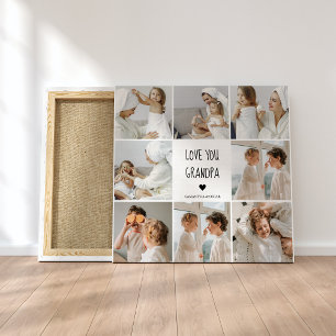 Modern Collage Photo Kärlek You Grandpa Best Gift Canvastryck