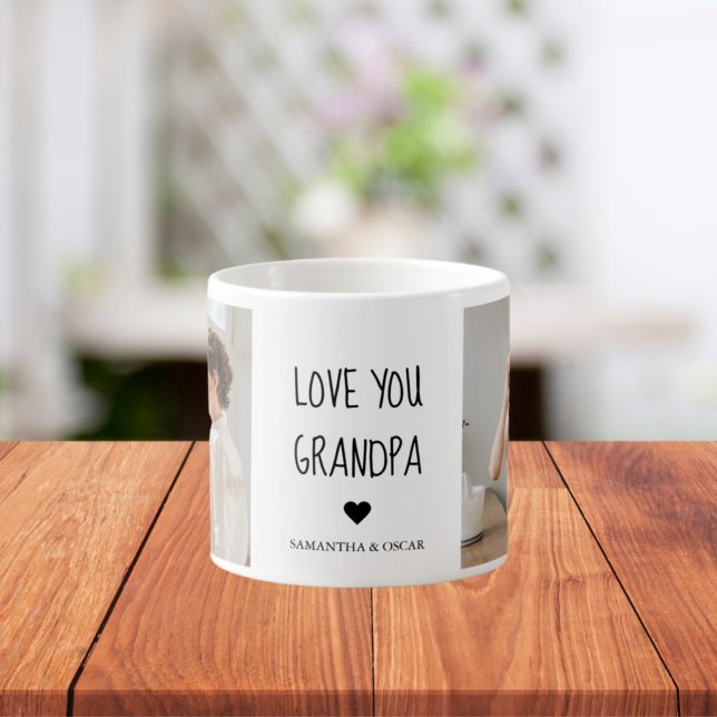Modern Collage Photo Kärlek You Grandpa Best Gift Espressomugg (Skapare uppladdad)