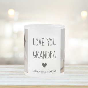 Modern Collage Photo Kärlek You Grandpa Best Gift Frostad Glasmugg
