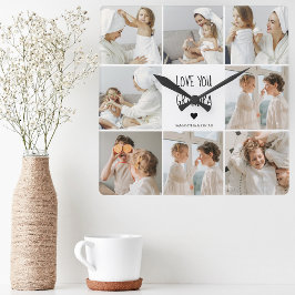 Modern Collage Photo Kärlek You Grandpa Best Gift Fyrkantig Klocka