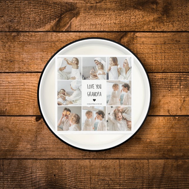 Modern Collage Photo Kärlek You Grandpa Best Gift Pappersservett (Skapare uppladdad)