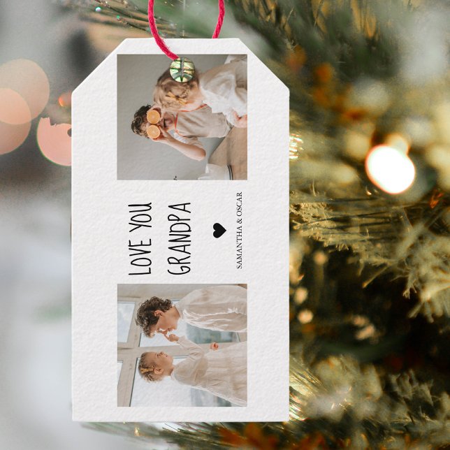 Modern Collage Photo Kärlek You Grandpa Best Gift Presentetikett (Skapare uppladdad)