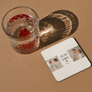 Modern Collage Photo Kärlek You Grandpa Best Gift Underlägg Papper Kvadrat