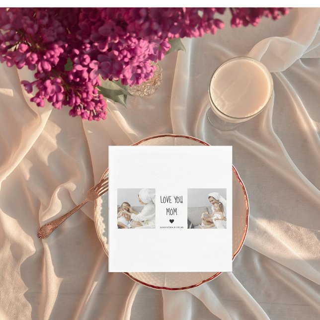 Modern Collage Photo Kärlek You Mamma Best Gift Pappersservett (Skapare uppladdad)