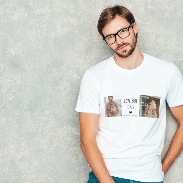 Modern Collage Photo & Kärlek You Pappa Gift T Shirt (Skapare uppladdad)