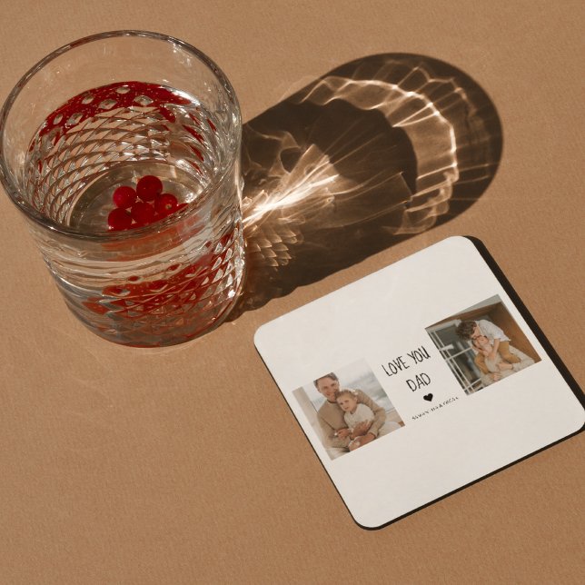 Modern Collage Photo & Kärlek You Pappa Gift Underlägg Papper Kvadrat (Skapare uppladdad)